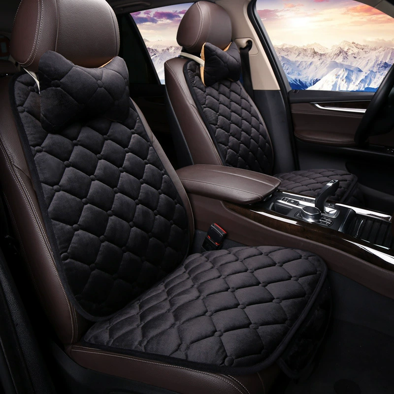 Автомобильная Подушка нового стиля, зимняя плюшевая цельная со спинкой, комплект из трех частей, пятиместная Нескользящая Алмазная подушка для сиденья, поколение волос
