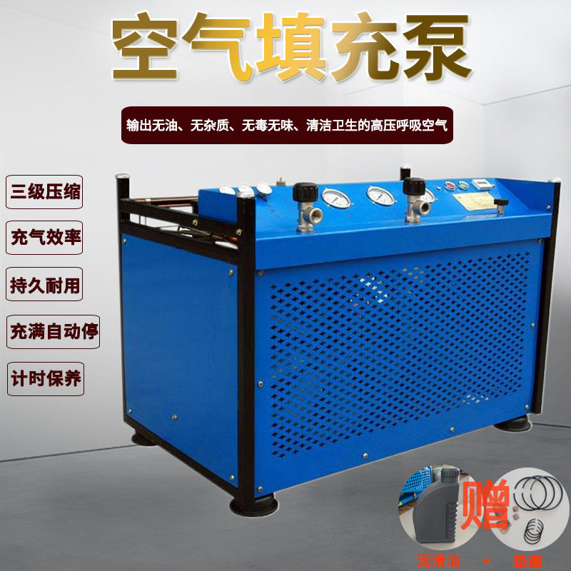厂家空气填充泵呼吸压缩机消防潜水泵充两个气瓶自动停便携救生