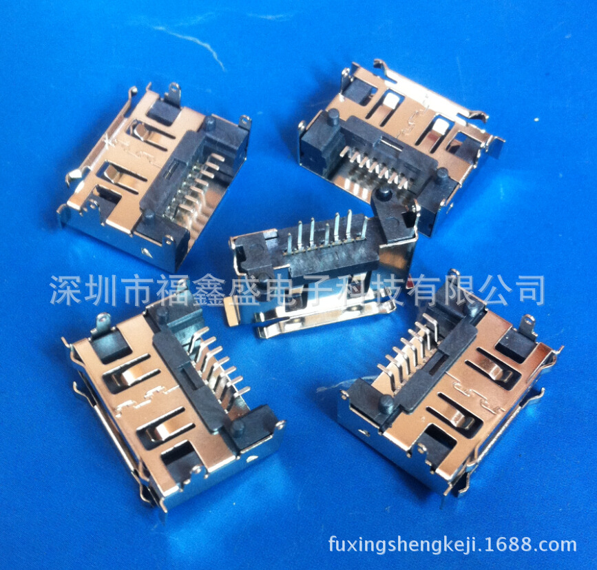 企业集采ESATA7P公座母头SMT板下带左右弹片插座连接器板端连接器