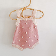 ins autumn style baby girl infant children handmade ball knitted wool jumpsuit bag farts triangle crawl suit