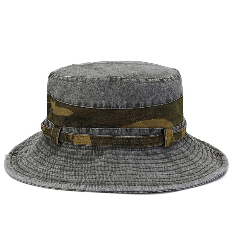 Primavera y verano de los hombres de ala grande sombrero de pescador color sólido casual algodón sombrero de viaje sombrero de Montañismo al aire libre sombrero para el sol de los hombres