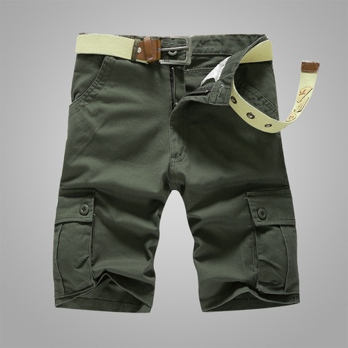 Wholesale foreign trade order pure cotton overalls men's multi-pocket casual pants shorts medium pants large size men's pants quarter pants
