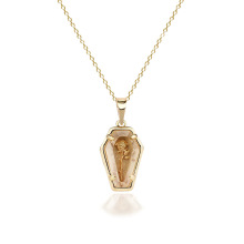 欧美跨境 万圣节鬼节暗黑系哥特式玫瑰棺材项链 HIPPOP中性吊坠