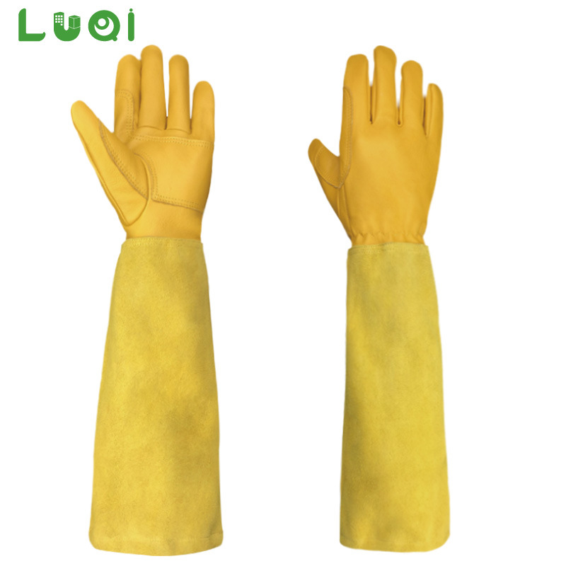 长款花园园艺手套牛皮耐磨氩弧防刺Long Gardening Glove