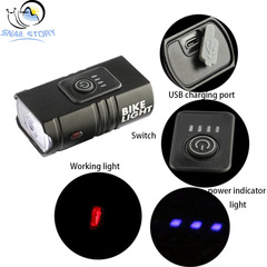 New T6 Strong Light Waterproof Bicycle Light with USB Charging, Built-in Battery, and Power Display, Red Light Warning Light
