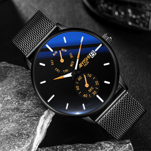 AIYISHI 1629 men's watch new Swiss student ultra-thin waterproof fully motorized calendar men's watch