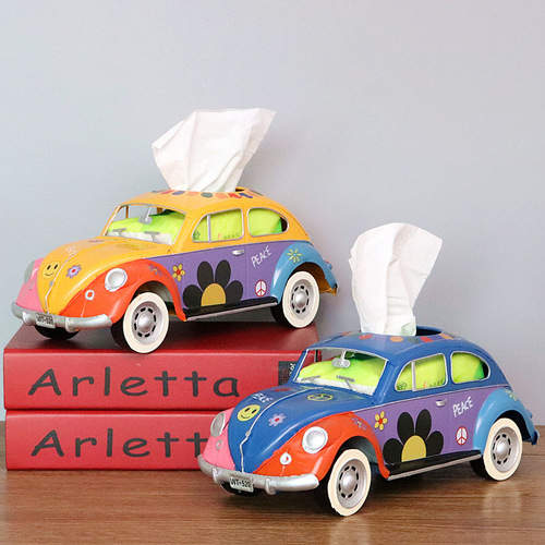 Retro iron art creative industrial style bus tissue box home living room desktop decoration restaurant paper box display