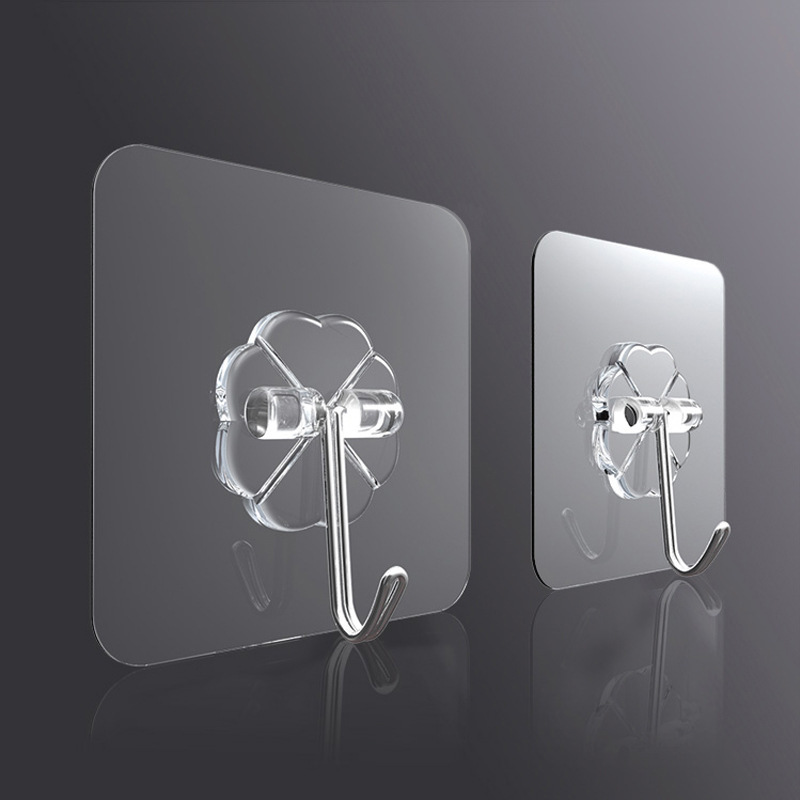 Punch-free seamless transparent sticky hook hook kitchen toilet door rear reusable hook wholesale