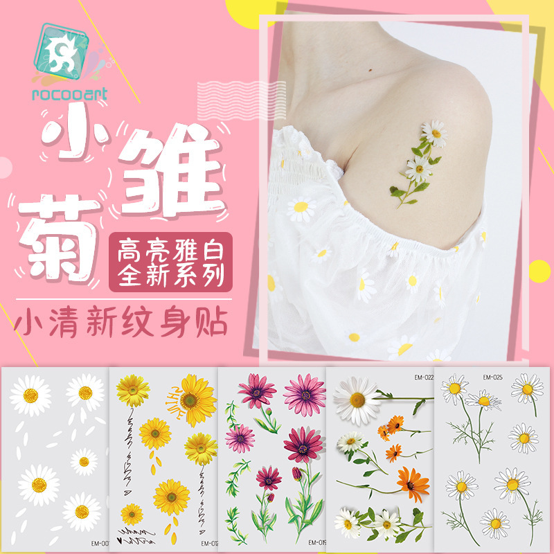 Cross-Border Waterproof Tattoo Stickers Ins Style Fresh and Simple Collarbone and Face Tattoo Stickers Wholesale Tattoo