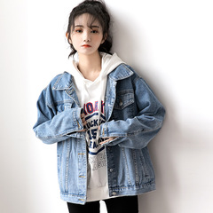 春秋の新型レトロな青いデニムのコートの女性のゆったりした韓国版の大きいサイズの外国貿易insの潮bfの風の上着
