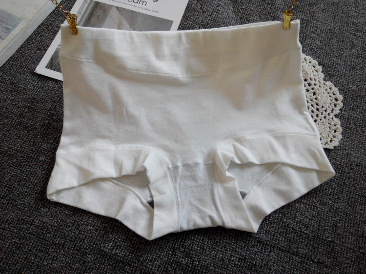 Foreign Trade Women's Pure Color Cotton Boxer Tummy Control Butt Lift Micro-Business One-Piece Drop-Shipping Underwear White Large Size Fat mm