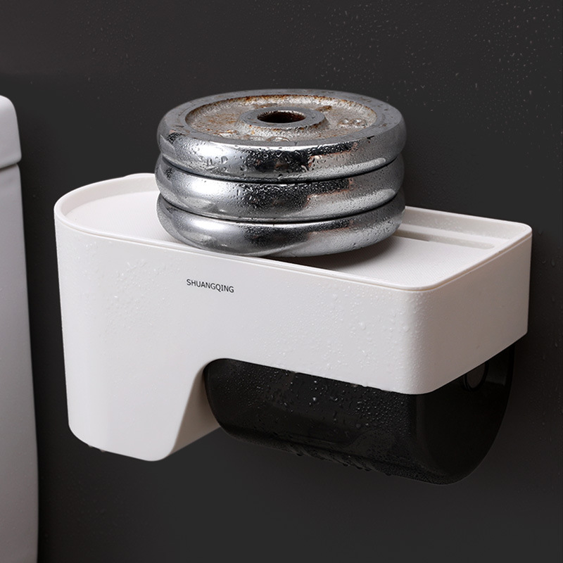 Caja de pañuelos para baño Soporte de rollo de papel impermeable para baño Caja de papel higiénico sin perforación Estante de pared simple