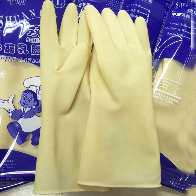 Guantes de tendón grueso resistentes a ácido y álcali de látex cocina impermeable limpieza de platos guantes de plástico duradero
