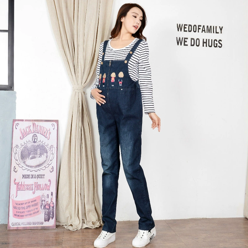 Модные джинсы для беременных, весна overall, демисезонный флис брюки, корейский стиль, плюс размер