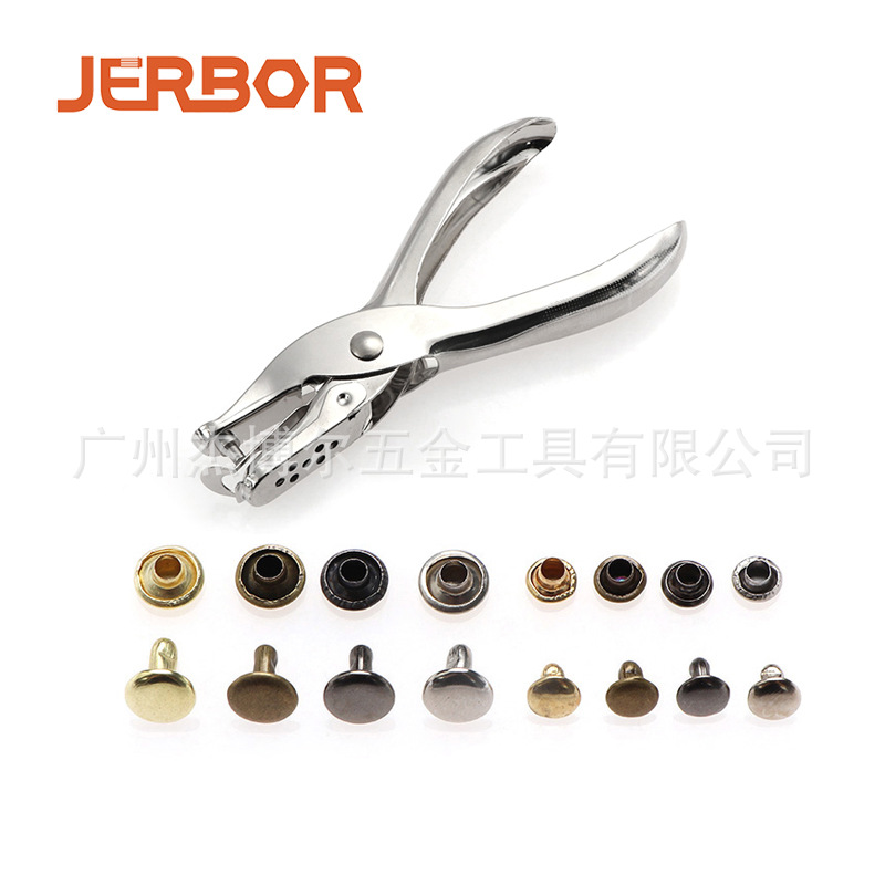 360 sets 6mm8mm remache de doble cara herramientas de instalación + alicates de cuero tapa impacto remache accesorios remache en stock