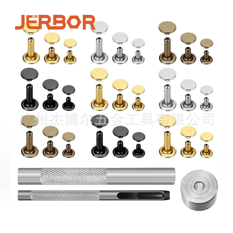 360 sets 6mm8mm remache de doble cara herramientas de instalación + alicates de cuero tapa impacto remache accesorios remache en stock