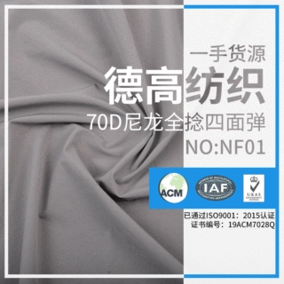 70D尼龙全捻四面弹 吸湿排汗速干透气面料 短裤T恤户外运动面料