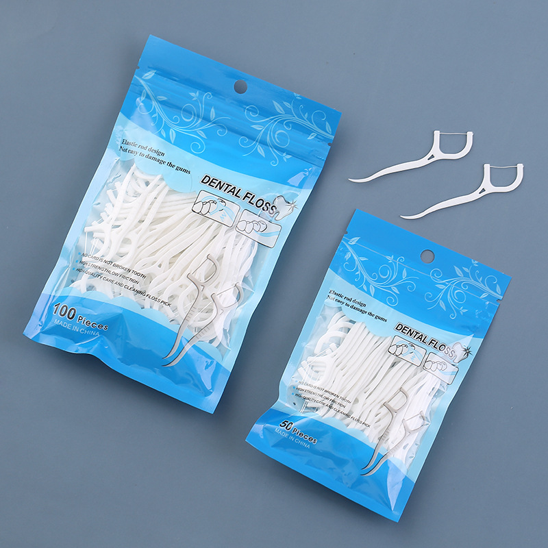 Hilo Dental para el Cuidado Bucal al por Mayor, Paquete de 50 Unidades, Caja Grande, Palillos de Hilo Dental de Alta Resistencia, Limpiador Interdental, Hilo Dental Plano para Limpiar Entre los Dientes