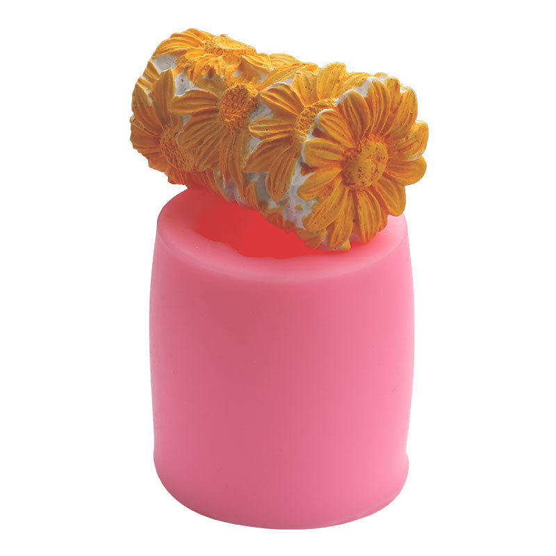 3D tridimensional cilíndrica pastel de girasol decoración de hornear molde de silicona vela jabón modelado en Stock