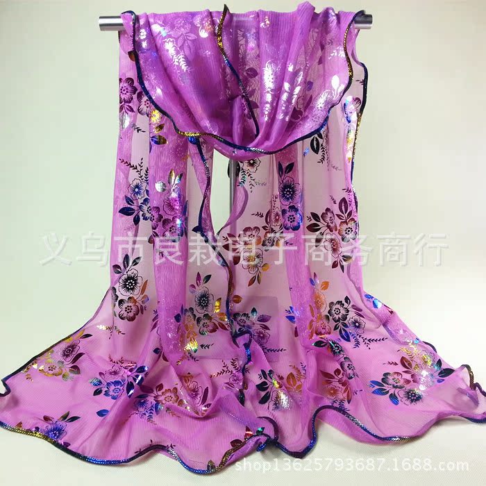 Foreign Trade Korean Version Hot-Selling Fashionable Lace-Edged Multicolored Floral Scarf Small Flower Scarf Shawl Wholesale