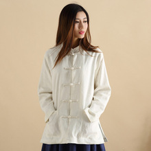 麻凡布衣 2025 棉麻女民族风中国风立领盘扣亚麻 双层外套