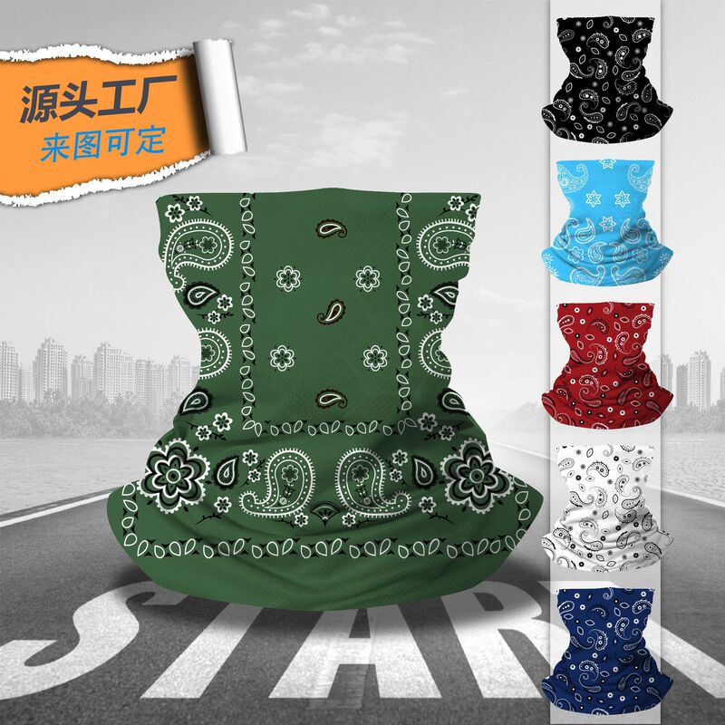 Printed Cashew Flower Cross-border Sunscreen Fishing Riding Scarf Mask Triangle Scarf Ice Silk Amazon Hood Cover
