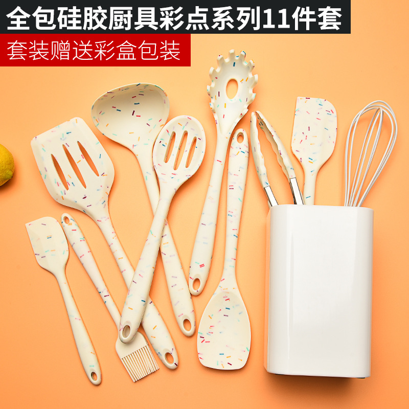All-in-One Silicone Kitchenware Set of 10 + Storage Bucket in Colorful Series - Creative Kitchen Silicone Spatulas