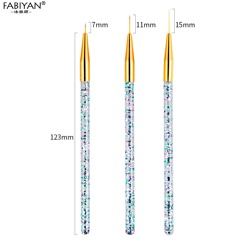 Fabiyan pluma de dibujo 3 piezas traje cepillo de uñas acrílico Cristal Tallado fototerapia gancho línea pluma dibujo pluma