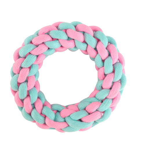 Manufacturer's new pink and blue pet cotton knot toy set, bite-resistant molar dog toy, pet toy