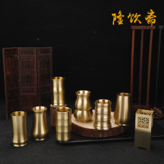 隆飲齋黃銅禪茶筒收納 銅筆筒功夫茶具配件 茶道六君子底座銅瓶子