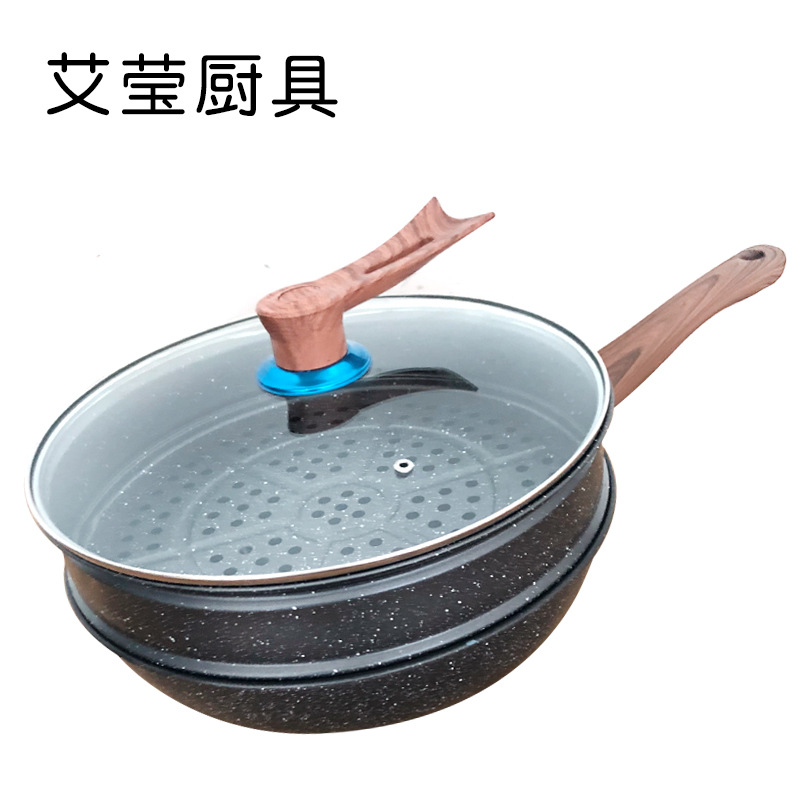 Maifan 돌 프라이팬 두꺼운 가정용 붙지 않는 프라이팬 인덕션 쿠커 가스 렌지 범용 냄비 향수 없는 평평한 바닥 철 냄비