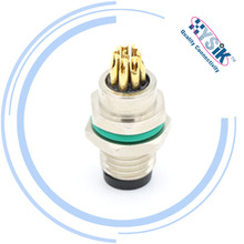 M8防水PCB板端2芯3芯4芯5芯6芯8芯前后锁可接电子线法兰插座
