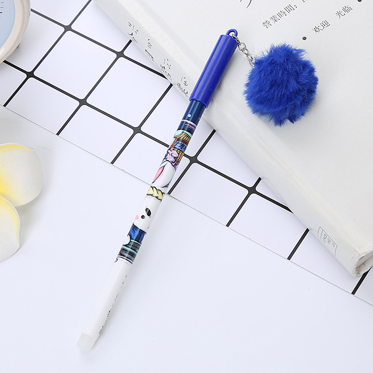 Bola de piel creativa colgante pluma de gel de dibujos animados estudiante pluma de agua linda oficina papelería negro pluma de firma