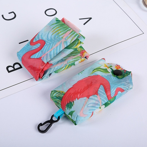 190T polyester pattern phone bag supermarket foldable shopping bag portable foldable eco-friendly advertising gift bag