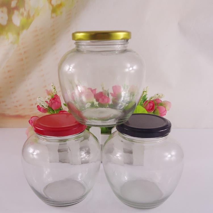 厂家直销500ml罐头玻璃瓶旋口酱菜大肚豆豉辣酱包装瓶米酒瓶带盖