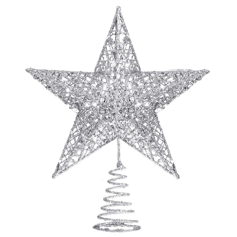 2025 クリスマスツリートップスターパウダーツリートップスター照明付き鉄五芒星クリスマスツリートップスターライト装飾|undefined
