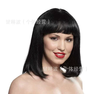 2024年新款欧美外贸女士中长款短直发bobo头商务假发源头厂家直批