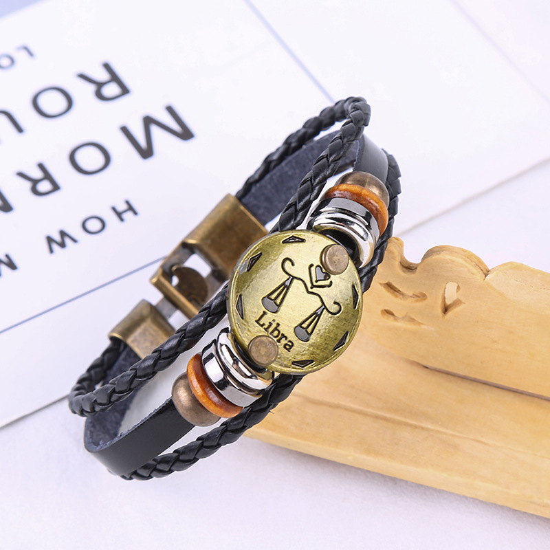 Estilo japonés vintage ropa de trabajo al aire libre pulsera 12 constelación pulsera tejida popular de los hombres pulsera vintage accesorios de desgaste