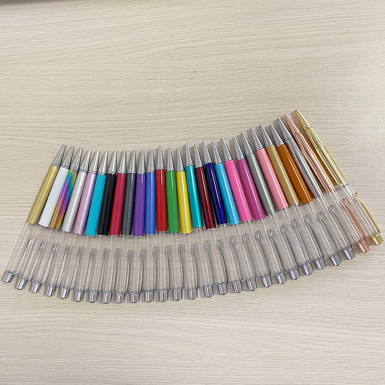 帆莱批发空杆入油笔 创意DIY漂浮物圆珠笔 顶部小钻石水晶笔定 制