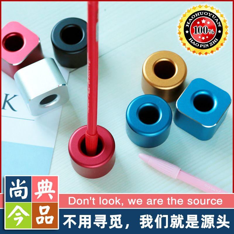 알루미늄 합금 라운드 작은 펜 홀더 펜 홀더 펜 홀더 창조적 인 학생 비즈니스 패션 간단한 문구 금속 데스크탑 저장