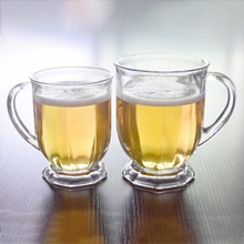 高白料透明玻璃茶水杯可印刷广告logo精酿啤酒杯个性带底座扎啤杯