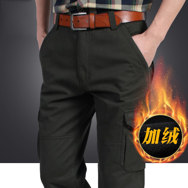 工厂直销男士秋冬户外加绒保暖休闲大码多袋裤9123A加厚工装