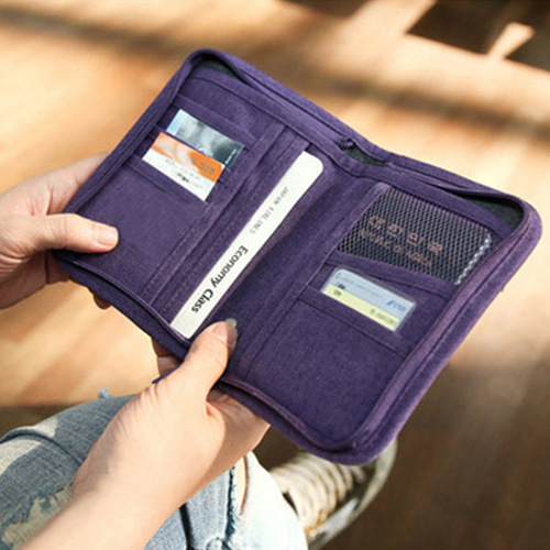 Travel document bag, hand-held passport case, bank card holder, flight ticket organizer, portable coin purse, small document holder, waterproof