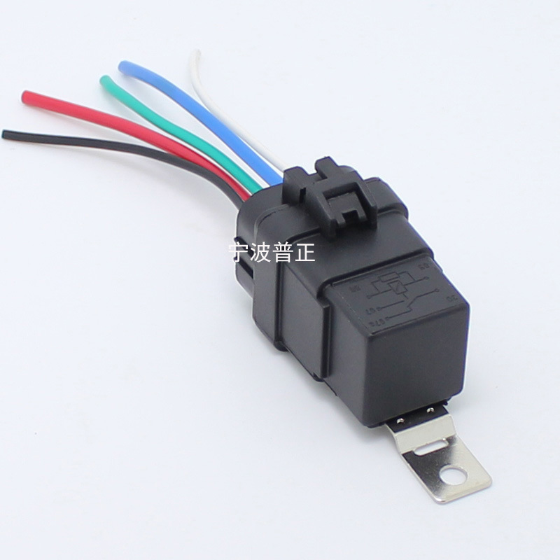 带安装支架防水一体化汽车继电器12V 40A 5脚 汽车改装 含座带线