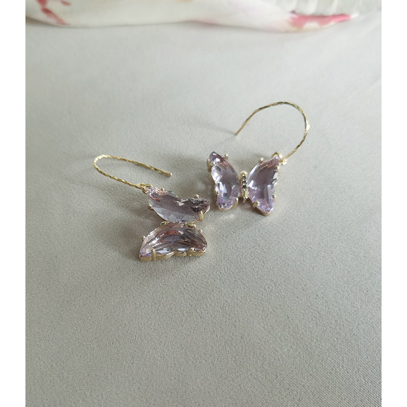 Ear clips with amethyst, elegant earrings, silver 925 sample