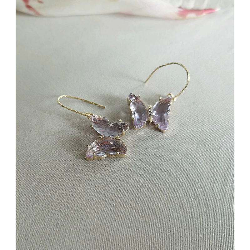 Ear clips with amethyst, elegant earrings, silver 925 sample
