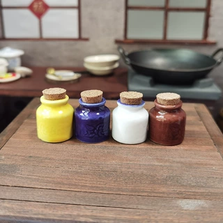 袖珍物语迷你陶瓷密封罐子小小厨房调味罐微缩模型真煮食玩过家家