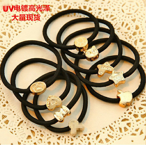 High-quality high-elastic gold bead hair ties, wholesale cute apple hair ropes, rubber bands, hair ties, small gifts wholesale