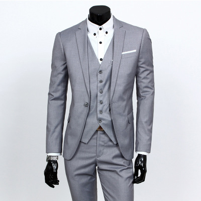 2020 Foreign Trade Special for Business Casual Grey Suit Men's Three-Piece Groom Best Man Wedding Banquet Suit Men