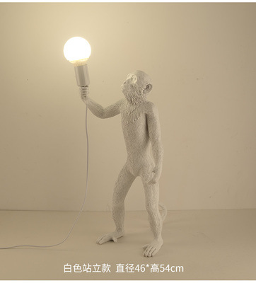 Lámpara de Mono Transfronteriza, Lámpara de Cuerda de Cáñamo, Lámpara para Tienda de Ropa, Lámpara de Resina de Animales de Estilo Industrial Retro con Cuerda de Cáñamo, Lámpara Colgante Nórdica, Lámpara de Mesa